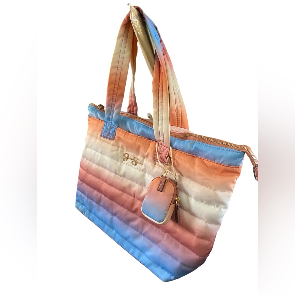 Jessica Simpson XL Nylon Carry All Tote Ombre Pastels Bag Shoulder Bag Overnight